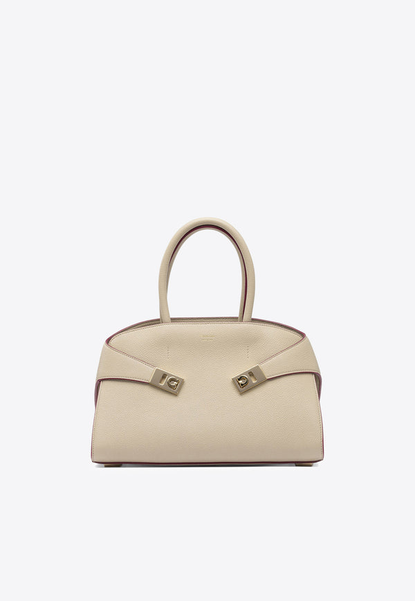 Ferragamo Medium Hug Leather Top Handle Bag Beige 0779053_40471bc0-817e-422a-9958-49fa3e85af94