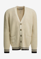 AMI PARIS Knitted Buttoned Cardigan Off-white UKC383.KN0161136_3599026f-8548-4994-aee5-e5830f4b155b
