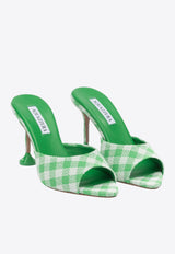 Aquazzura Bisous 85 Checked Leather Mules Green BISMIDM0PJNPLR_7756684c-9c85-4970-b803-0a62792521ec