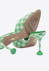 Aquazzura Bisous 85 Checked Leather Mules Green BISMIDM0PJNPLR_7756684c-9c85-4970-b803-0a62792521ec