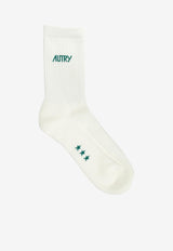 Autry Jacquard Logo Socks  White SOPU0552_a3656e57-614e-4e90-bd7e-7dcf3f94e3c1