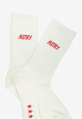 Autry Jacquard Logo Socks  White SOPU0557_7b2d0fb5-f905-4f2f-8f02-625011eb608a