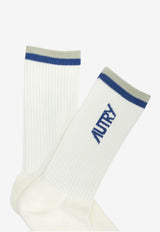Autry Jacquard Striped Logo Socks  White SOPU0591_ce2f32a9-6b88-4d04-b6fd-ed3f6b2479f8