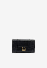 Balenciaga Hourglass Chain Clutch in Croc-Embossed Leather Black 8463432ABLU1000_bf99cae4-315b-47f8-9033-cedcbdf92a21