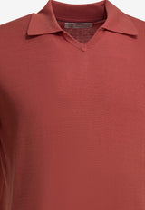 Brunello Cucinelli V-neck Polo T-shirt Red M29800145CIJ11_c4429154-abef-4ef6-99ab-be4cbd5c1a37
