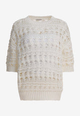 Brunello Cucinelli Crochet Knit Sweater White M3Y342010PC2723_f1da9b8c-4818-4525-be79-efee7cbfdaf3