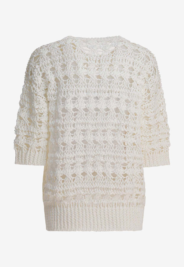 Brunello Cucinelli Crochet Knit Sweater White M3Y342010PC2723_f1da9b8c-4818-4525-be79-efee7cbfdaf3