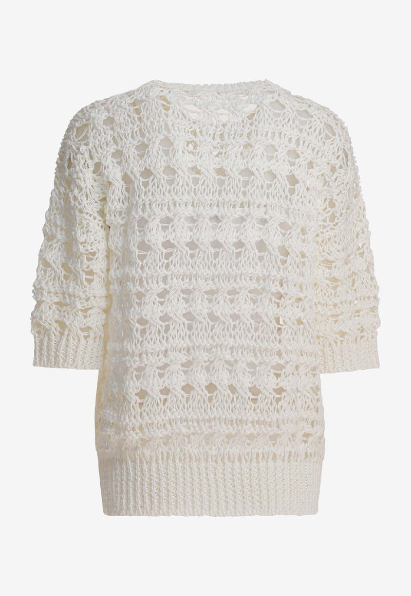 Brunello Cucinelli Crochet Knit Sweater White M3Y342010PC2723_f1da9b8c-4818-4525-be79-efee7cbfdaf3
