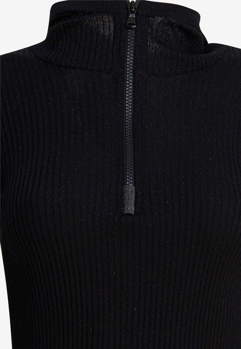 Brunello Cucinelli Half-Zip Wool Sweater with Hood Black M41844609C101_0e63a447-aa15-4d71-94a7-9f9ed8e1160e