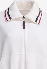 Brunello Cucinelli Striped-Collar Zip-Up Sweatshirt White MN05NHV606C7220_345d210b-25c3-47c2-a292-25e3a6142424