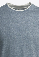 Brunello Cucinelli Logo-Embroidered T-shirt Blue MW8357427CGE03_e00543b1-cfc2-4430-bcc5-4ced4ef3ca5a
