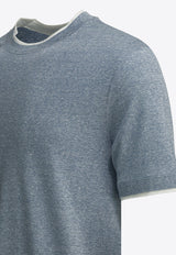 Brunello Cucinelli Logo-Embroidered T-shirt Blue MW8357427CGE03_e00543b1-cfc2-4430-bcc5-4ced4ef3ca5a
