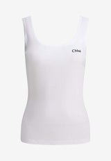 Chloé Logo Embroidered Tank Top White CH25SJH12180101_230e199f-23f3-4e67-99d3-bed9a2e3884a