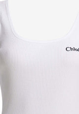 Chloé Logo Embroidered Tank Top White CH25SJH12180101_230e199f-23f3-4e67-99d3-bed9a2e3884a