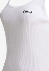 Chloé Logo Embroidered Tank Top White CH25SJH12180101_230e199f-23f3-4e67-99d3-bed9a2e3884a