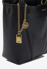 Chloé Small Spin Tote Bag in Grained Leather Black CH25SS812N84001_1829291b-7fa3-4698-8344-97f3ade1a8a4