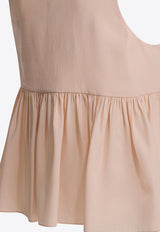 Chloé Crepe De Chine Gathered Top Pink CH26SHT300056H6_e7aa0a48-c079-4d5e-8393-851b641fc442
