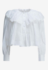 Chloé Ruffled V-neck Top White CH26SHT84040107_8a53ed31-9fff-4278-a752-b47fa84a296c