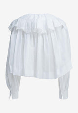Chloé Ruffled V-neck Top White CH26SHT84040107_8a53ed31-9fff-4278-a752-b47fa84a296c