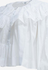 Chloé Ruffled V-neck Top White CH26SHT84040107_8a53ed31-9fff-4278-a752-b47fa84a296c