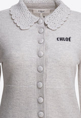 Chloé Printed Buttoned Cardigan Gray CH26SMC0353000N_303af2fe-d120-4d70-8b85-79dae6444f05