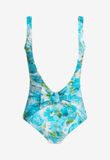 Chloé Floral Print One-Piece Swimsuit  Blue CH26UMB2334291J_56eeae58-1b14-40e4-aa18-76d8239c3303