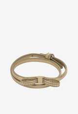 Ferragamo Bow Leather Double Bracelet Gold 0791147_bc386080-2876-4477-b051-ebd3f5528fda