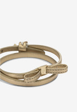 Ferragamo Bow Leather Double Bracelet Gold 0791147_bc386080-2876-4477-b051-ebd3f5528fda