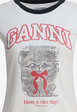 GANNI Kitty Print T-shirt White A1050030151_8f24061b-0780-496e-ad11-bc16c6377a0a