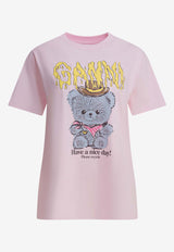 GANNI Bear Print Logo T-shirt Pink A1050074868_c474c05f-f333-4503-af11-1d65914a4faa