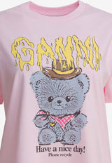 GANNI Bear Print Logo T-shirt Pink A1050074868_c474c05f-f333-4503-af11-1d65914a4faa