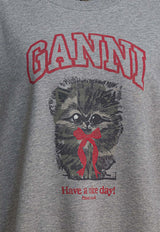 GANNI Margot Kitty Print Sweatshirt Gray A1060016920_c1298829-7811-48e6-989d-1eac9ac01c2a