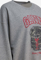 GANNI Margot Kitty Print Sweatshirt Gray A1060016920_c1298829-7811-48e6-989d-1eac9ac01c2a