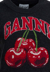 GANNI Cherry Print Wool Vest Black A1070264252_80d9c83c-8925-4863-a0d2-2efbe177f396