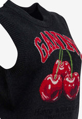 GANNI Cherry Print Wool Vest Black A1070264252_80d9c83c-8925-4863-a0d2-2efbe177f396