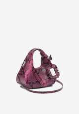 GANNI Mini Hobo Bag in Snakeskin Print Leather Pink B207012009Z_579248d4-e8b2-4e32-b8ee-b910a7669489