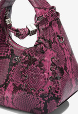 GANNI Mini Hobo Bag in Snakeskin Print Leather Pink B207012009Z_579248d4-e8b2-4e32-b8ee-b910a7669489