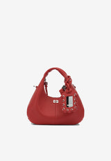 GANNI Mini Hobo Bag in Grained Leather Red B207012306P_821771b5-e2a6-4fcb-9b17-2c020bd4c487