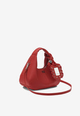 GANNI Mini Hobo Bag in Grained Leather Red B207012306P_821771b5-e2a6-4fcb-9b17-2c020bd4c487