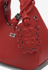 GANNI Mini Hobo Bag in Grained Leather Red B207012306P_821771b5-e2a6-4fcb-9b17-2c020bd4c487