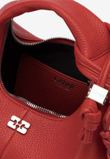 GANNI Mini Hobo Bag in Grained Leather Red B207012306P_821771b5-e2a6-4fcb-9b17-2c020bd4c487