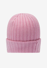 GANNI Logo Ribbed Beanie Pink B302010304T_12e2d921-997d-408f-9a74-06d9cf97fabf