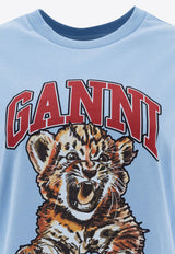 GANNI Logo-Printed Crewneck T-shirt Blue