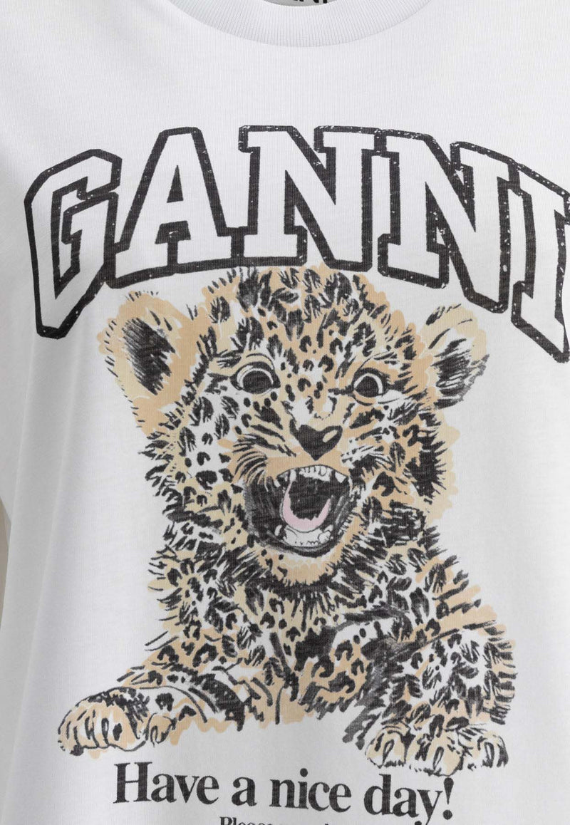 Ganni Logo-Embroidered Crewneck T-shirt T4124943_f5376f5b-85a5-4f29-929c-2afb8c77ad0d