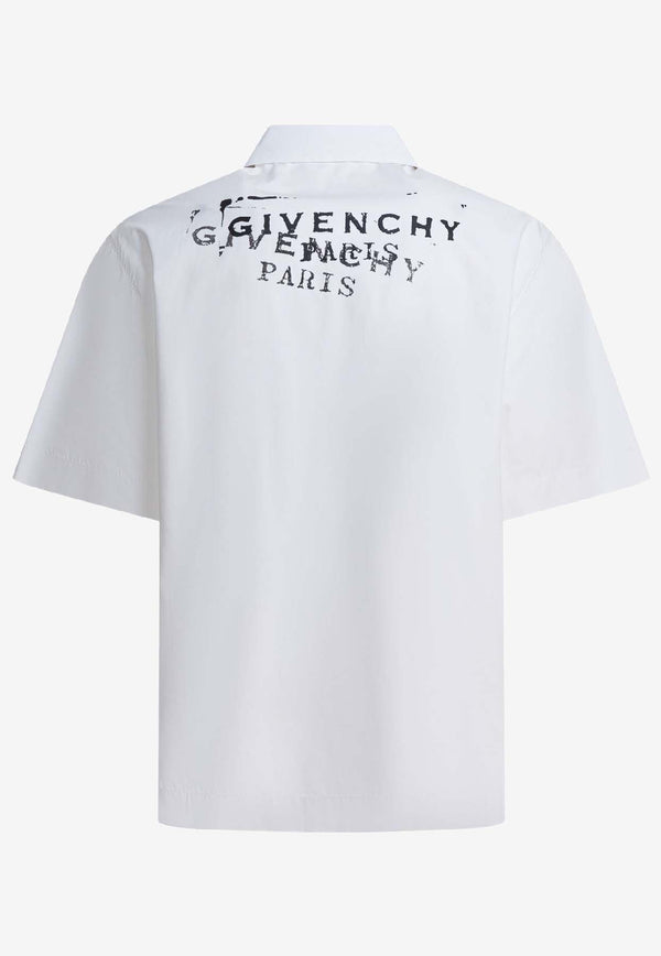Givenchy Logo Print Buttoned Shirt White BM618F1YJQ100_0df344e9-9965-41aa-80cc-26579f86219e
