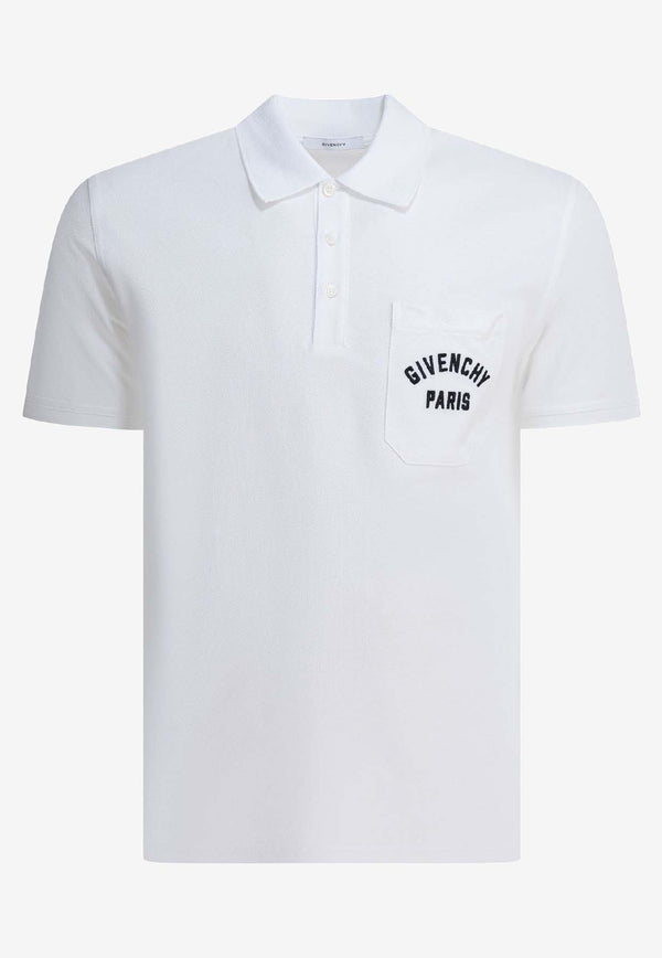 Givenchy Logo Embroidered Polo T-shirt White BML00T3YSD100_35111a1b-e6ed-4a20-b34f-a52421990333