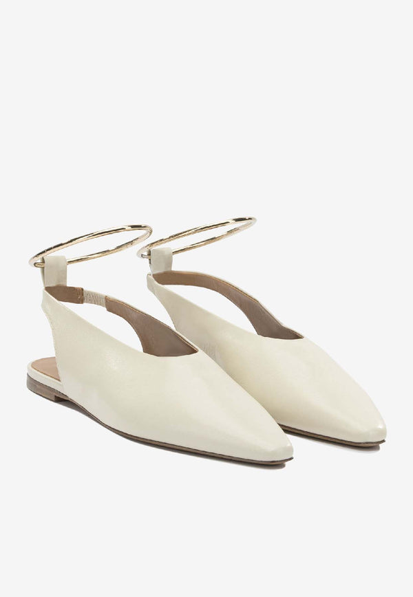 Jil Sander Leather Pointed-Toe Flats Cream J15WX0018P7588276_e9125b64-bc94-4373-8abf-fccb6ce50ef6