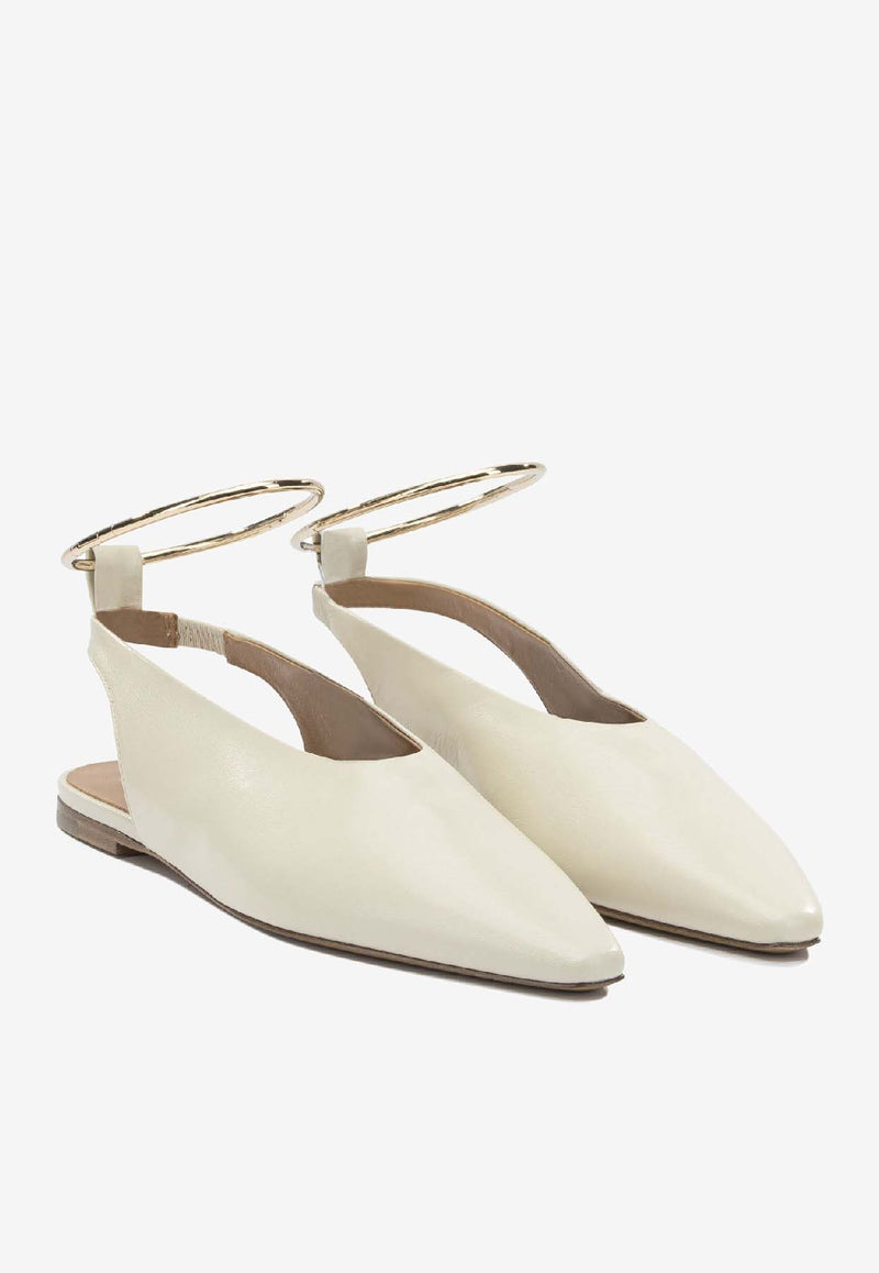 Jil Sander Leather Pointed-Toe Flats Cream J15WX0018P7588276_e9125b64-bc94-4373-8abf-fccb6ce50ef6