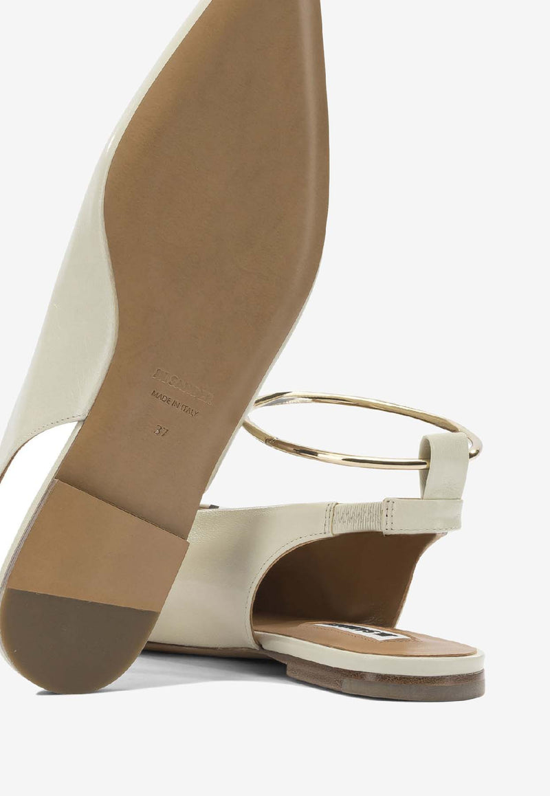 Jil Sander Leather Pointed-Toe Flats Cream J15WX0018P7588276_e9125b64-bc94-4373-8abf-fccb6ce50ef6