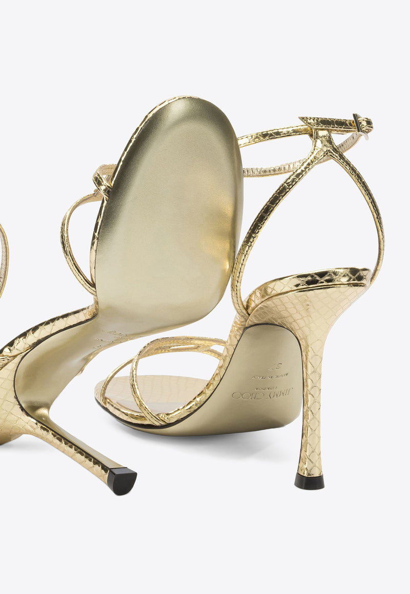 Jimmy Choo Leo 100 Metallic Leather Sandals Gold 1998 LEO 100WAPGOLD_0a481463-d713-40ae-b754-7c3959811788